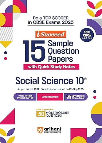 i-Succeed 15 Sample Question Papers Social Science Class 10th | For CBSE Exams 2025